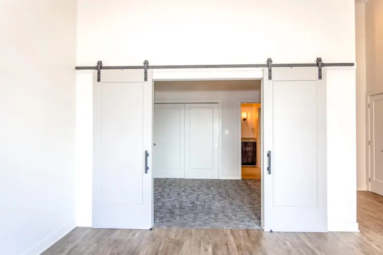 Living area looking into the bedroom
