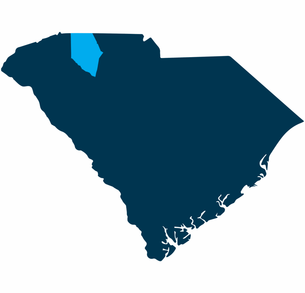 Spartanburg County Highlighted on a Map of South Carolina